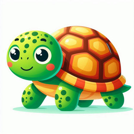 Cute cartoon turtle on a white background. Vector illustration of a turtleのイラスト素材