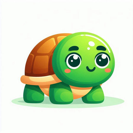 Cute cartoon turtle. Vector illustration isolated on a white background.のイラスト素材