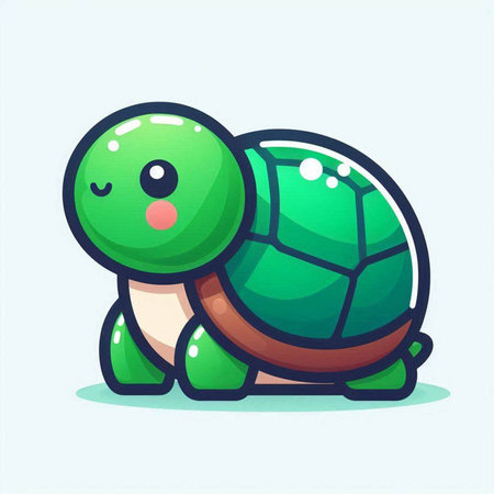 Cute cartoon turtle icon. Vector illustration isolated on white background.のイラスト素材