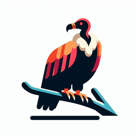 Vulture on skates. Vector illustration isolated on white background.のイラスト素材