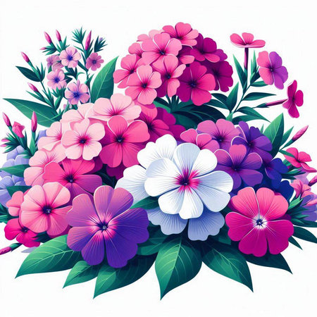 abstract vector floral background with pink and blue flowers on white backgroundのイラスト素材