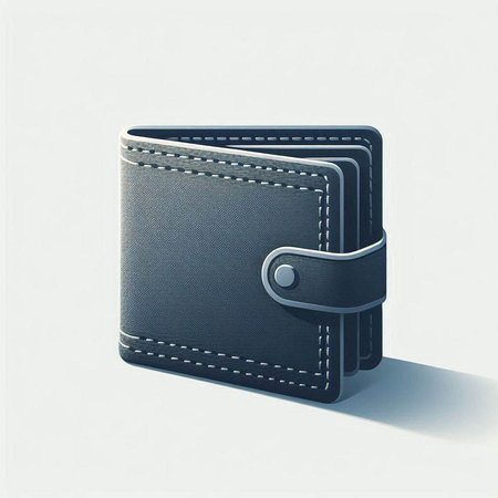 Illustration of black leather wallet on a white background, 3d renderのイラスト素材