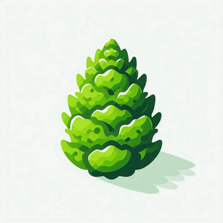 Green pine cone on white background. Vector illustration. Eps 10.のイラスト素材