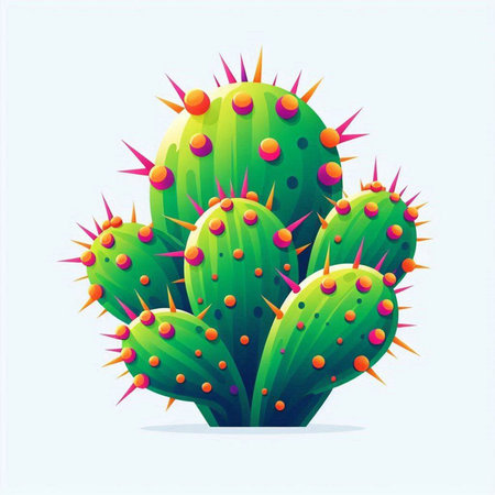 Cactus on a white background. Vector illustration in cartoon style.のイラスト素材