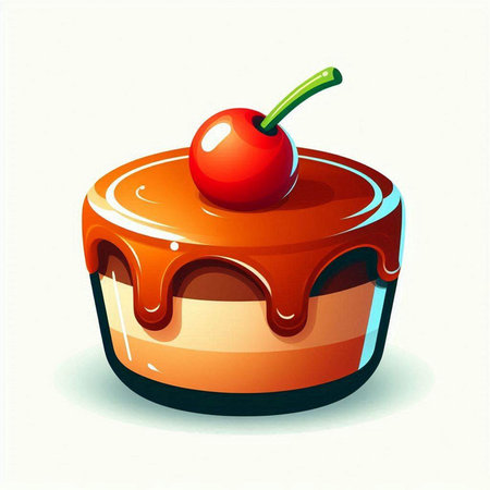 Cake with cherry on a white background. Vector illustration. Eps 10のイラスト素材