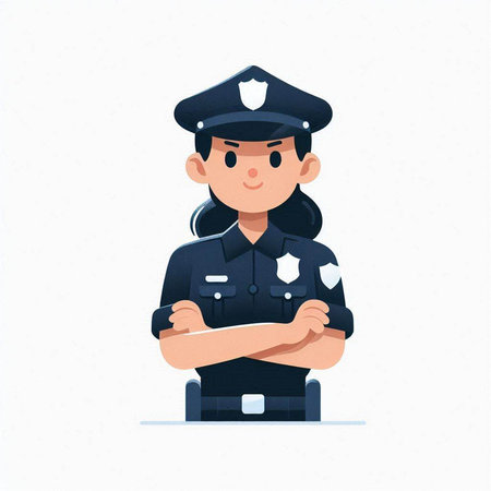 Policewoman. Policewoman in uniform. Vector illustration.のイラスト素材