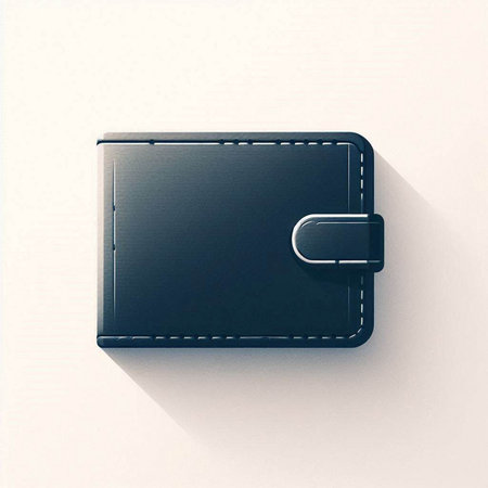 Black leather wallet on a white background. 3D render illustration.のイラスト素材