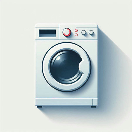Washing machine isolated on white background. 3d render illustration.のイラスト素材