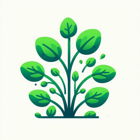 Green plant icon on white background. Ecology concept. Vector illustration.のイラスト素材