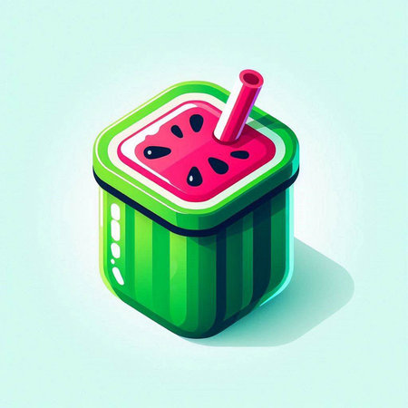 watermelon smoothie 3d isometric icon. Vector illustration.のイラスト素材