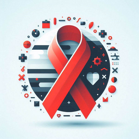 World Aids Day. Red ribbon on abstract background. Vector illustration.のイラスト素材