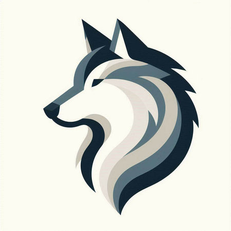 Illustration of a wolf head in a flat style. Vector illustration.のイラスト素材