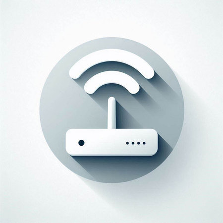 Wi fi router icon isolated on grey background. Internet of things concept with wireless connection. Long shadow style. Vector Illustrationのイラスト素材
