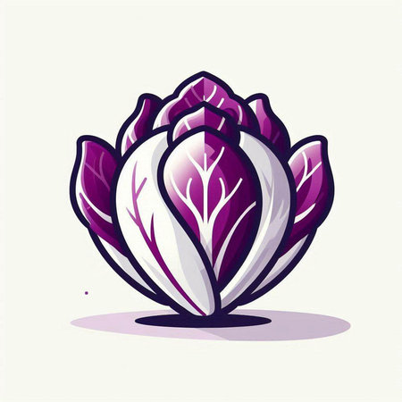 Illustration of a purple cabbage. Vector illustration isolated on white background.のイラスト素材