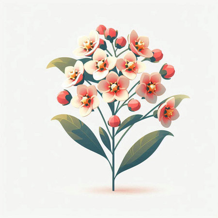 Bouquet of flowers with leaves and berries. Vector illustration.のイラスト素材