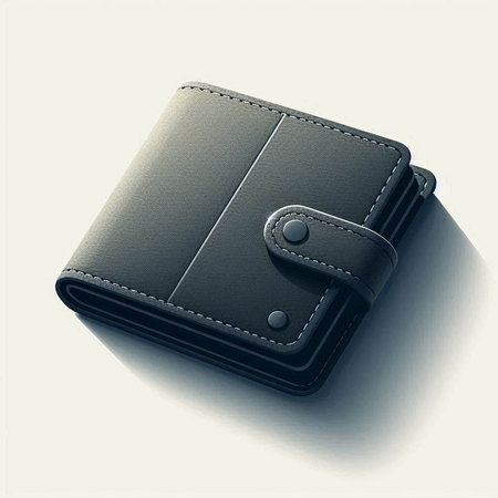 Black leather wallet on white background. Vector illustration. Eps 10.のイラスト素材