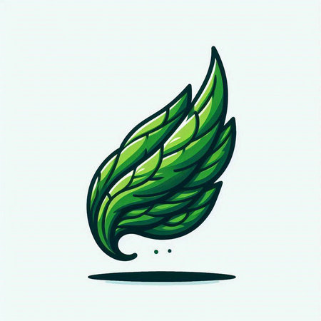 Logo of green leaves on a light background. Vector illustration.のイラスト素材