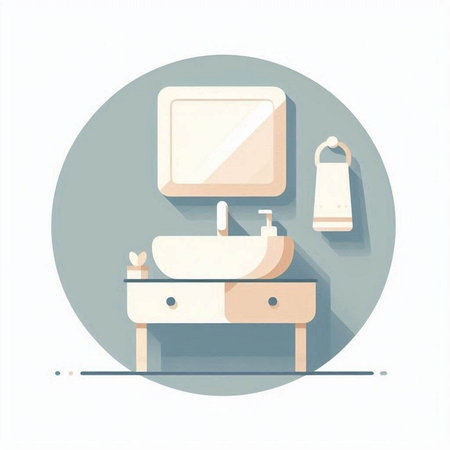Modern bathroom interior design. Bathroom furniture. Vector illustration in flat styleのイラスト素材