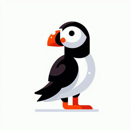 Puffin on a white background. Vector illustration in flat style.のイラスト素材