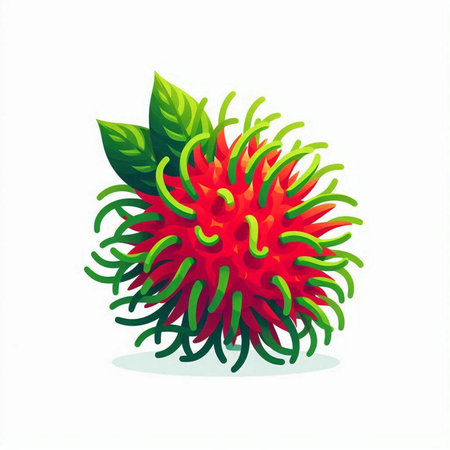 Rambutan icon isolated on white background. Exotic fruit. Vector illustration.のイラスト素材