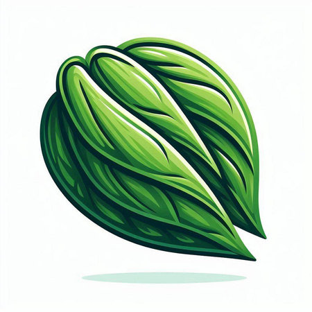 Illustration of a green leaf isolated on a white background, vectorのイラスト素材