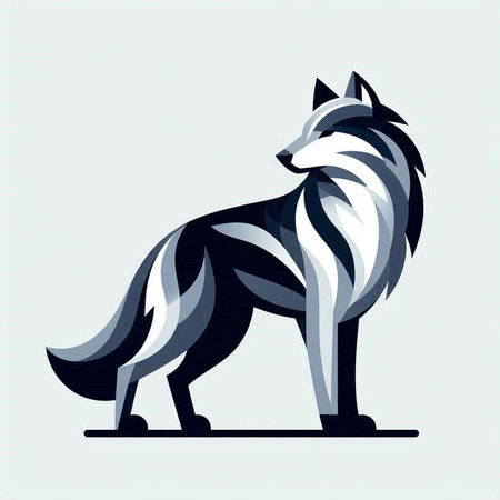 Illustration of a wolf on a white background. Vector illustration.のイラスト素材