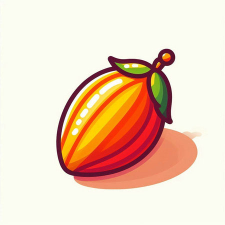 Mango fruit icon, vector illustration, flat design isolated on white background.のイラスト素材