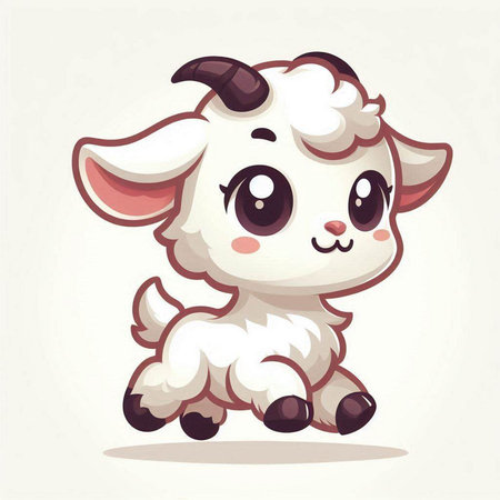 Cute cartoon goat. Vector illustration isolated on a white background.のイラスト素材