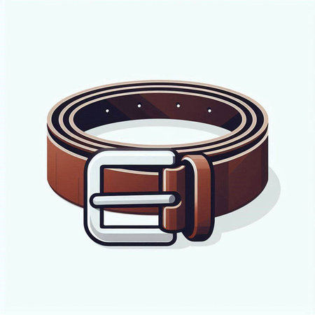Illustration of a brown belt with a buckle on a white backgroundのイラスト素材