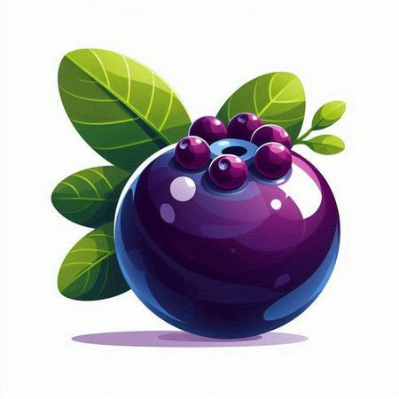 Blueberry fruit with leaves and berries on white background. Vector illustration.のイラスト素材
