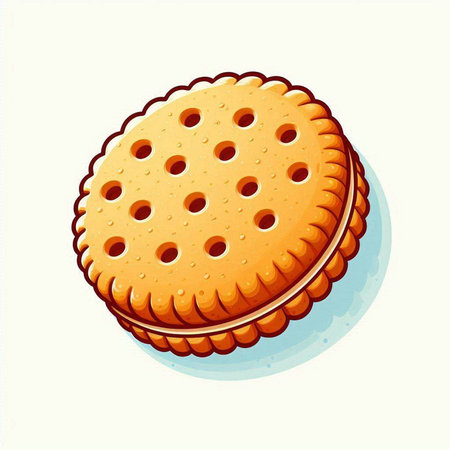 Illustration of a biscuit on a white background. Vector illustrationのイラスト素材