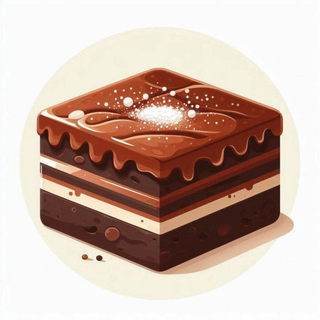 Vector illustration of a chocolate cake with a cream and chocolate glazeのイラスト素材