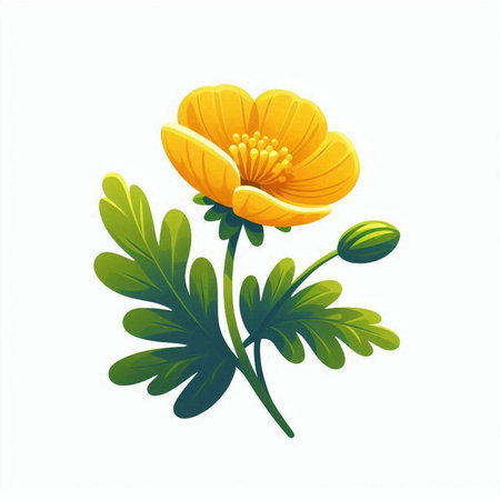 Flower of an buttercup on a white background. Vector illustration.のイラスト素材