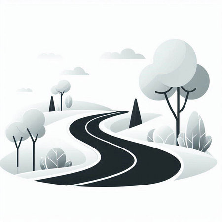 Road in the forest on a white background. Vector illustration for your designのイラスト素材