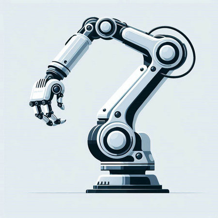 Vector illustration of robotic arm on light background. Eps 10 vector file.のイラスト素材