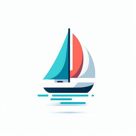 Yacht sailboat icon. Vector illustration of a sailboat.のイラスト素材