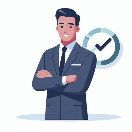 Businessman in a suit. Vector illustration in a flat style.のイラスト素材