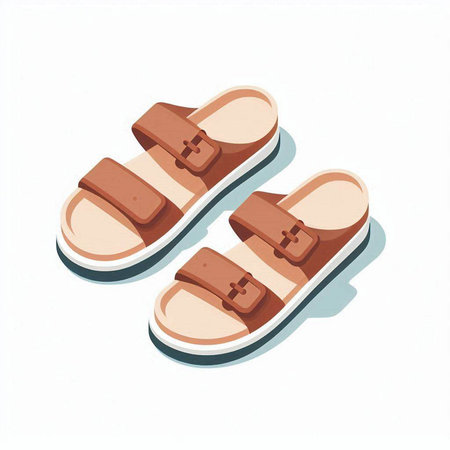 Sandals isolated on white background. Vector illustration in isometric style.のイラスト素材