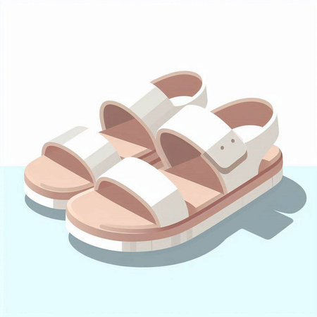 Women's sandals on a white background. Vector illustration in flat style.のイラスト素材
