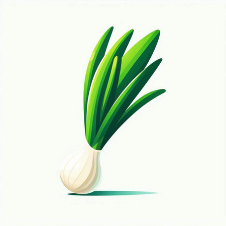 Fresh spring onion isolated on white background. Vector illustration in cartoon style.のイラスト素材