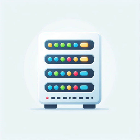 Data center icon. Vector illustration in flat style. Isolated on white background.のイラスト素材