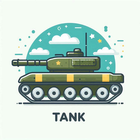 Tank. Vector flat illustration. Tank in flat style. Tank in flat style.のイラスト素材