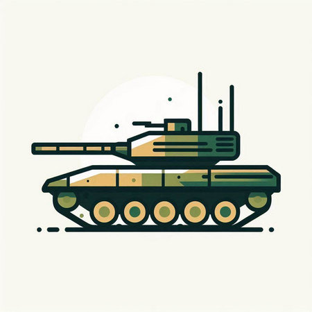 Vector illustration of a tank in flat style. Design element for logo, label, sign, poster.のイラスト素材