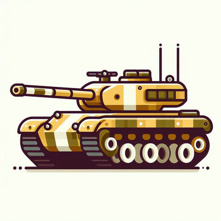 Cartoon tank on a white background. Vector illustration for your designのイラスト素材
