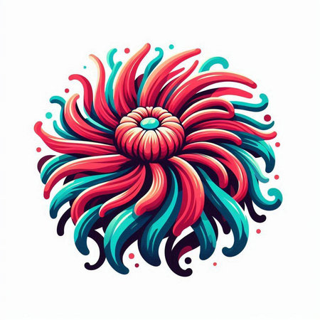 Colorful abstract flower isolated on a white background. Vector illustration.のイラスト素材