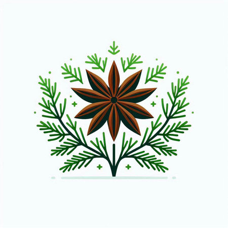 Christmas star anise, vector illustration. Christmas and New Year symbols.のイラスト素材