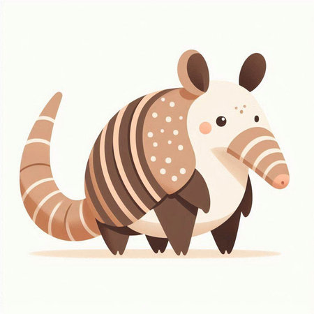 Cute cartoon armadillo isolated on white background. Vector illustration.のイラスト素材