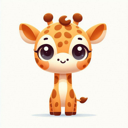 Cute cartoon giraffe. Vector illustration. Isolated on white background.のイラスト素材