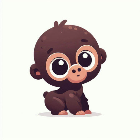 Cute cartoon baby monkey isolated on white background. Vector illustration.のイラスト素材