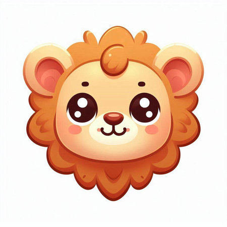 Cute cartoon lion. Vector illustration isolated on a white background.のイラスト素材